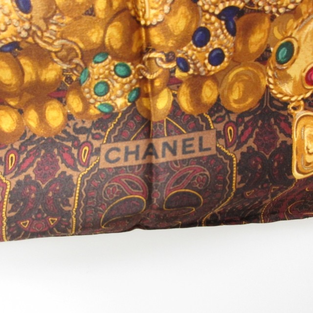 シャネル CHANEL 美品 グリポア柄 大判スカーフ ストール ペイズリー 