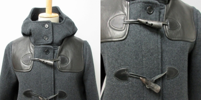 美品 CELINE ダッフルコート フィービー期 グレー 羊革 CELINE - フィービー期✨ CELINE セリーヌ レザー使い ウールダッフル