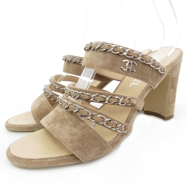 シャネル CHANEL ココマーク チェーン サンダル ミュール ヒール  
