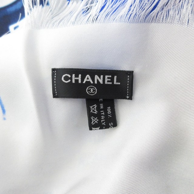 シャネル CHANEL シルクスカーフ ストール ショール 大判 フリンジ 車