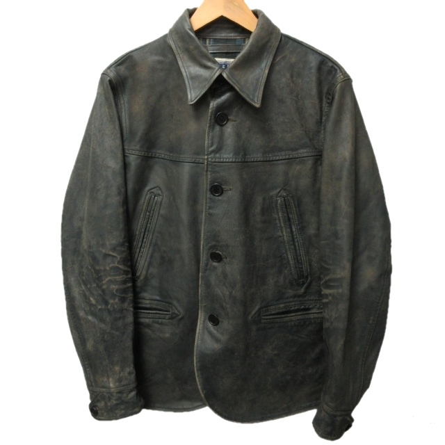 ダブルアールエル RRL ラルフローレン INDIGO LETHER CAR COAT 