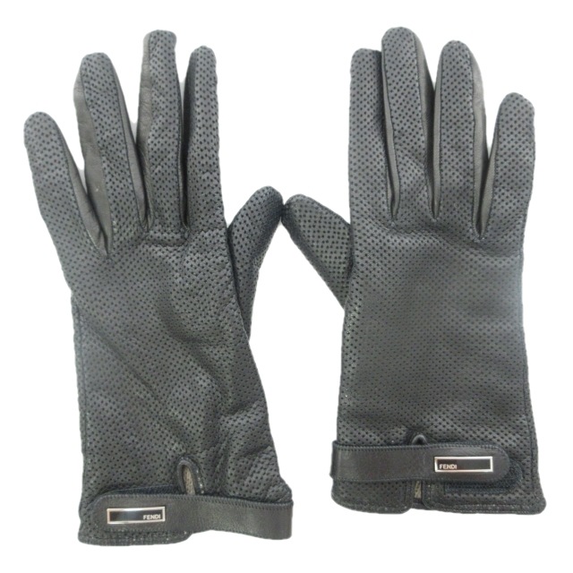 FENDI フェンディ 手袋 ブラック FENDI - FENDI フェンディ レザー  