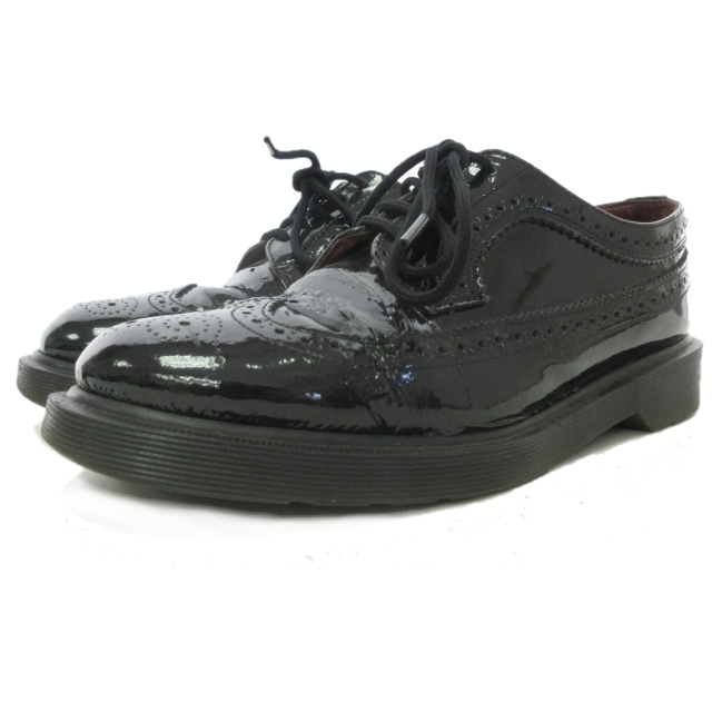 HumzaKing ドクターマーチン ウィングチップ ブラック UK8 希少】ドクターマーチン ウイングチップ 5ホール メダリオン 13844 黒