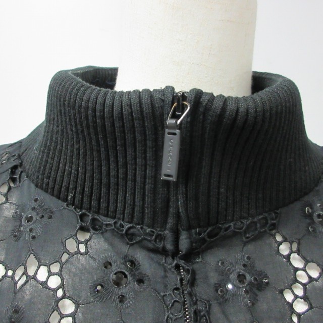 シャネル CHANEL リブニット切替 花柄レース ノースリーブジャケット  
