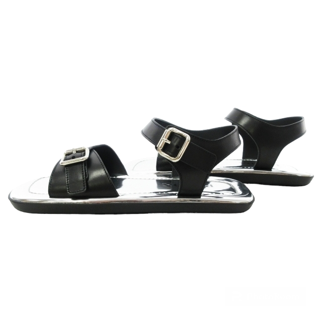 未使用品 プラダ PRADA 22SS メタリックレザー サンダル シューズ 靴