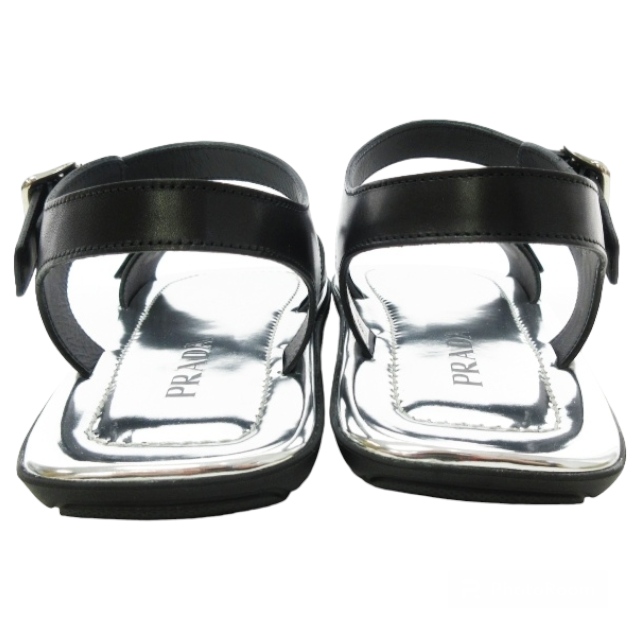 未使用品 プラダ PRADA 22SS メタリックレザー サンダル シューズ 靴 