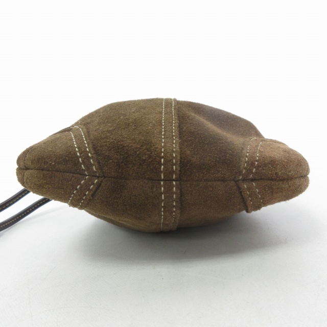 コーチ COACH 裏地シグネチャー 巾着バッグ ミニポーチ スエード 茶