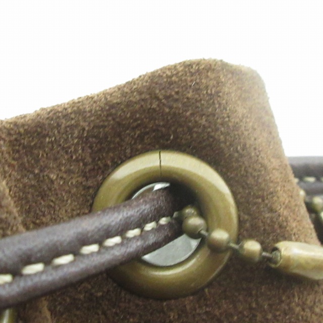 コーチ COACH 裏地シグネチャー 巾着バッグ ミニポーチ スエード 茶