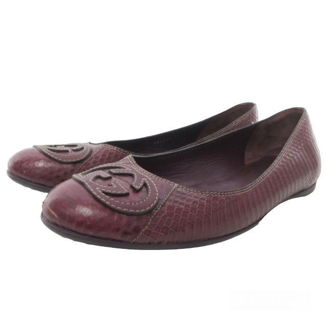 グッチ GUCCI パイソンレザー バレエシューズ パンプス フラット 