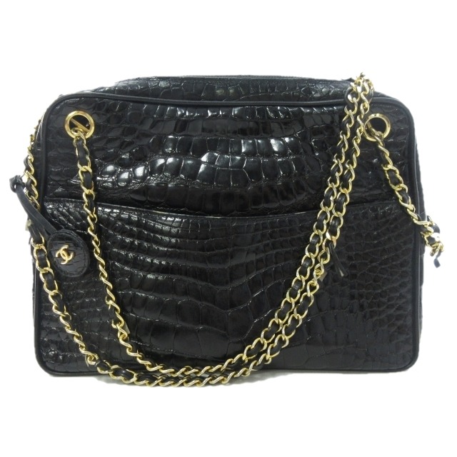 シャネル CHANEL ヴィンテージ クロコ型押し チェーン ショルダー 