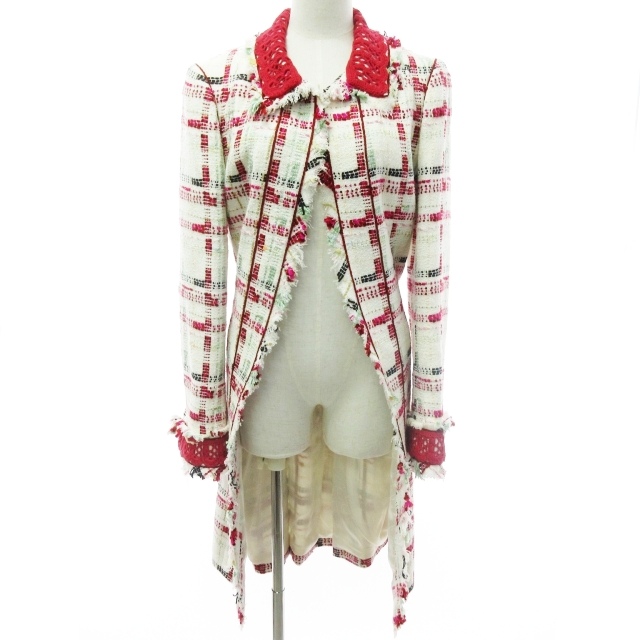 シャネル CHANEL 04P ベルテッド ツイード ロングコート ジャケット  