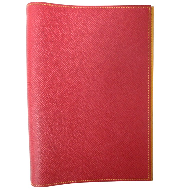 HERMES レザー 手帳カバー 赤 エルメス 手帳カバー ダブルピン  