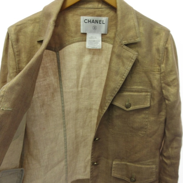 シャネル CHANEL 美品 05P テーラードジャケット ブレザー シャツ ココ 