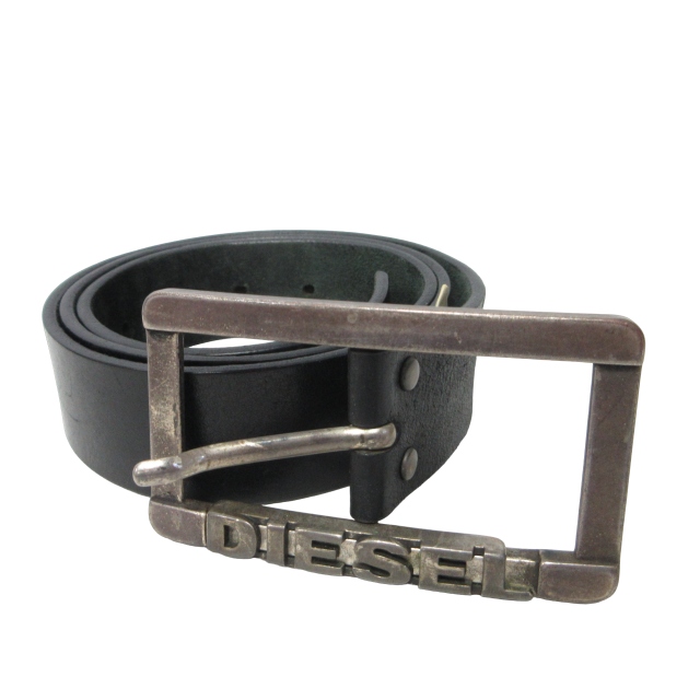 ディーゼル DIESEL レザーベルト ロゴバックル シルバー金具 