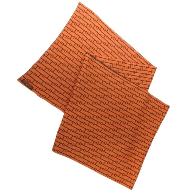 エルメス HERMES 美品 H柄 ストール 大判マフラー シルク イタリア製 