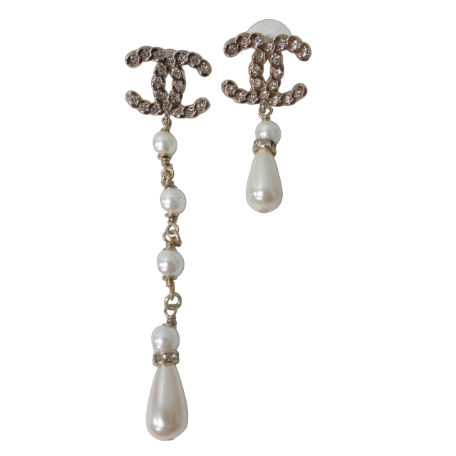 シャネル CHANEL 美品 A21 アシンメトリー フェイクパール×ココマーク  