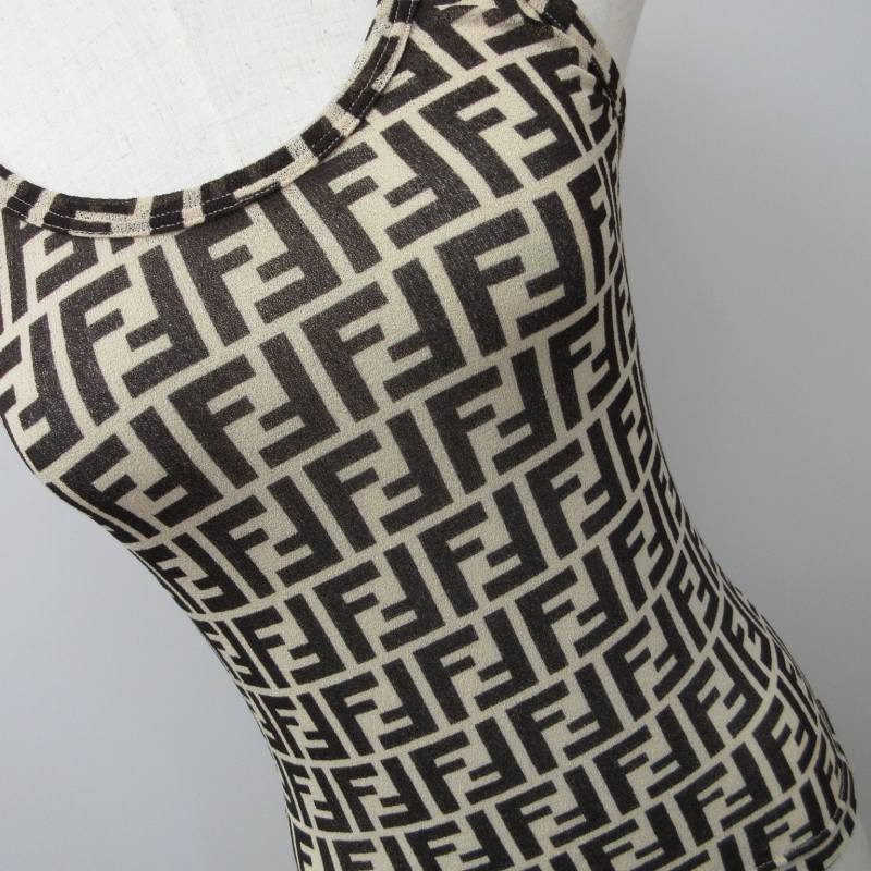 【美品】FENDI フェンディ ズッカ柄 タンクトップ キャミソール イタリア製 フェンディ FENDI キャミソール カットソー ブラウス タンク