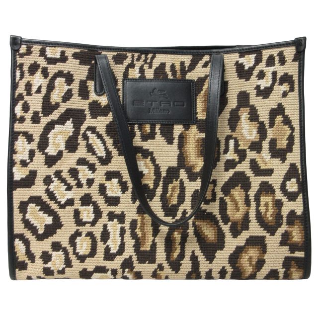 エトロ ETRO 美品 トートバッグ ハンドバッグ 肩掛け ヒョウ柄 