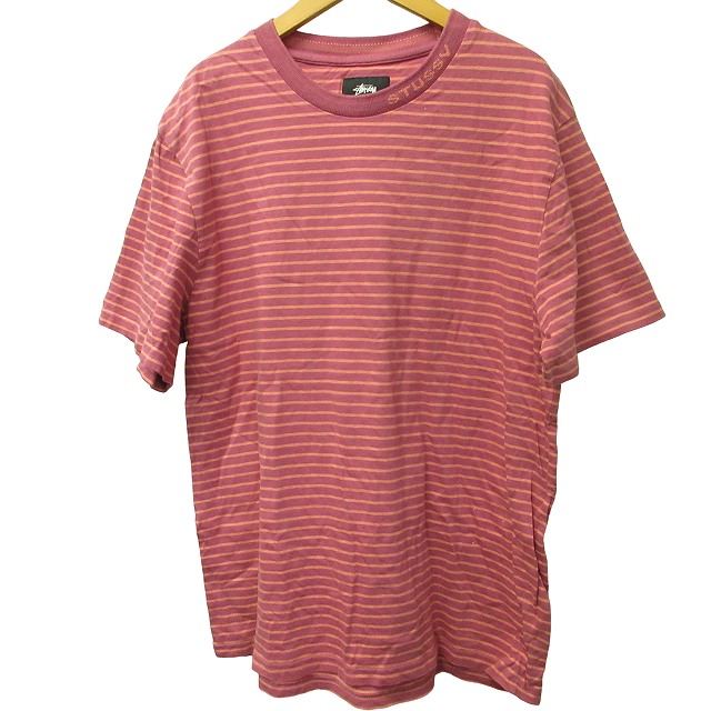 ステューシー STUSSY ボーダー Tシャツ カットソー 半袖 ピンク