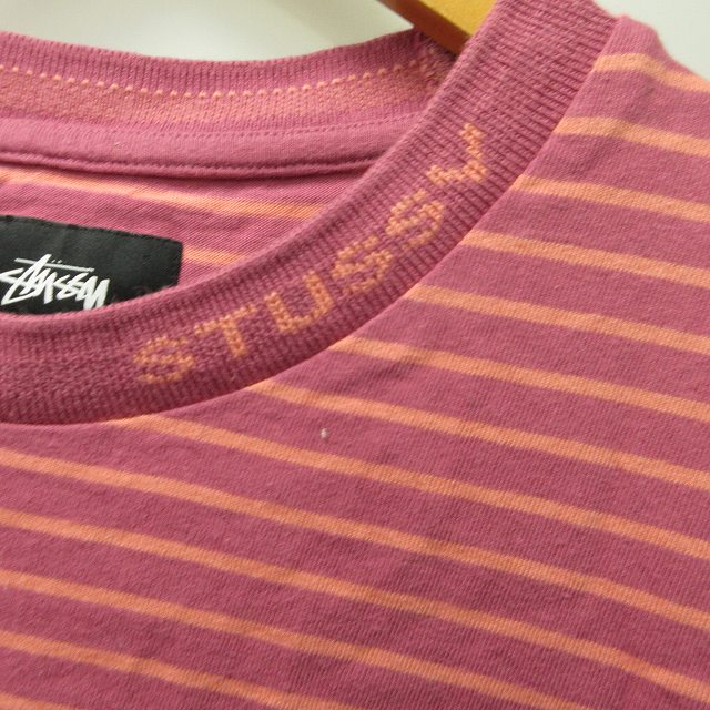 ステューシー STUSSY ボーダー Tシャツ カットソー 半袖 ピンク