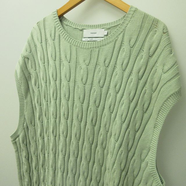 Graphpaper】Suvin Cable Knit Vest グレー 22ss Graphpaper(グラフ