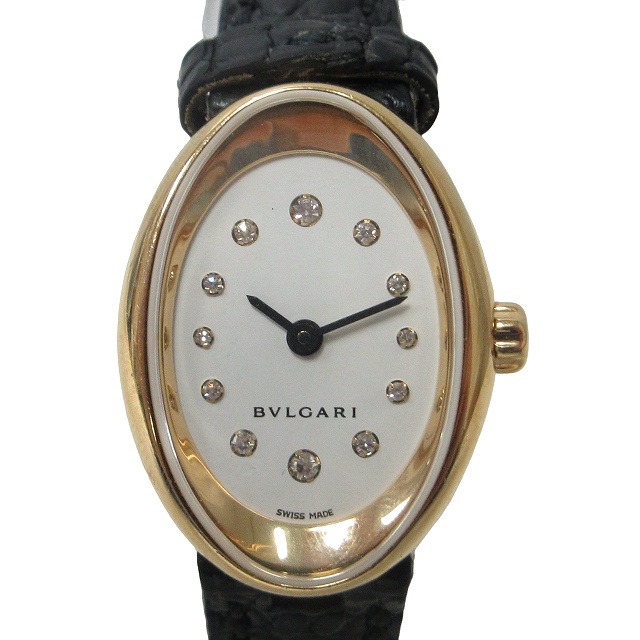 ブルガリ BVLGARI オーバル OV27G K18YG 12Pダイヤ 腕時計 ウォッチ 白 ブルガリオーバル文字盤