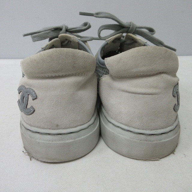 CHANEL スエード メッシュ スニーカー グレー/ホワイト