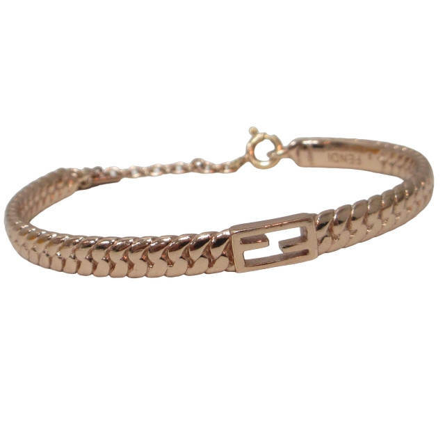 【中古】 Fendi フェンディ ブレスレット バングル FF FFブレスレット FENDI - FENDI フェンディ バゲット バングル FFロゴ ブレスレット