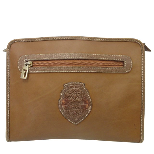 ランセル LANCEL セカンドバッグ クラッチバッグ ゴールド金具 茶 