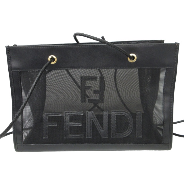 フェンディ FENDI 美品 メッシュ FFロゴ トートバッグ ハンドバッグ 