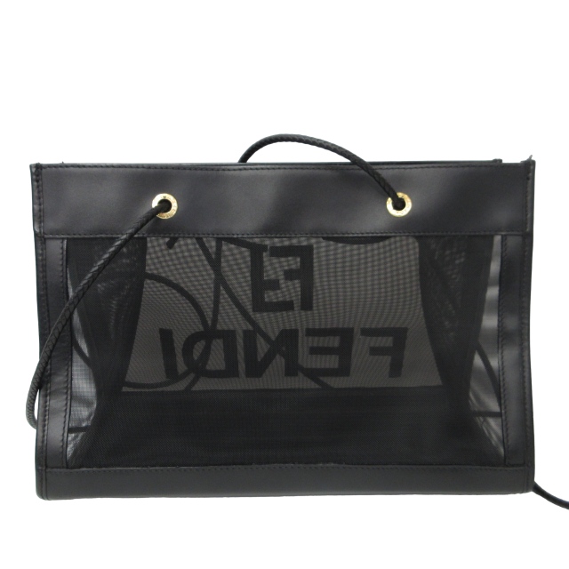 フェンディ FENDI 美品 メッシュ FFロゴ トートバッグ ハンドバッグ  