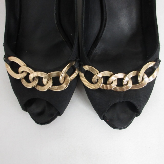 シャネル　パンプス　キルティング　チェーン　37 黒 シャネルCHANEL キルティングパンプス チェーントリミング 37