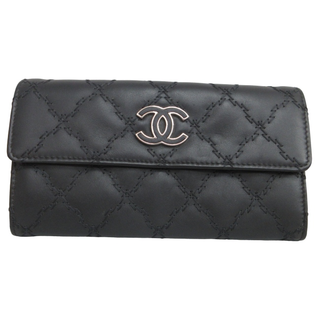 シャネル CHANEL 長財布 ウルトラステッチ レザー ゴールド ゴールド
