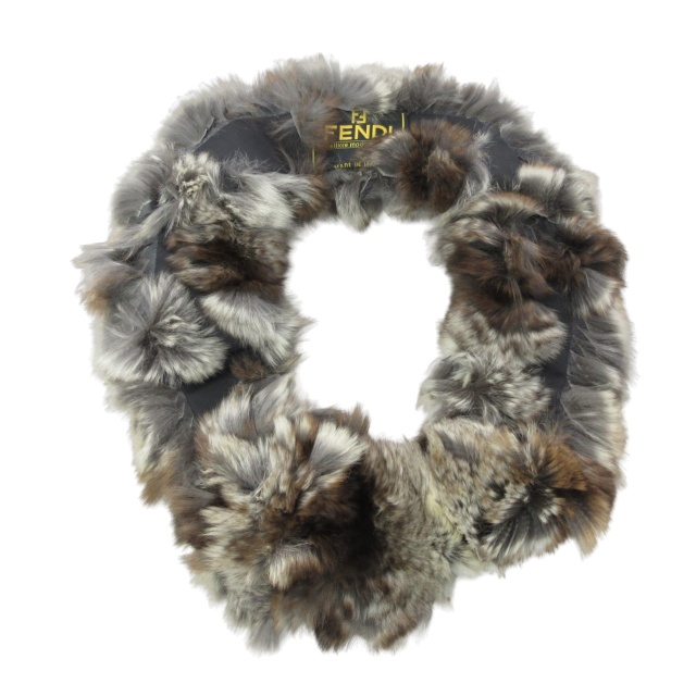フェンディ FENDI 美品 チンチラファー マフラー ストール スヌード  