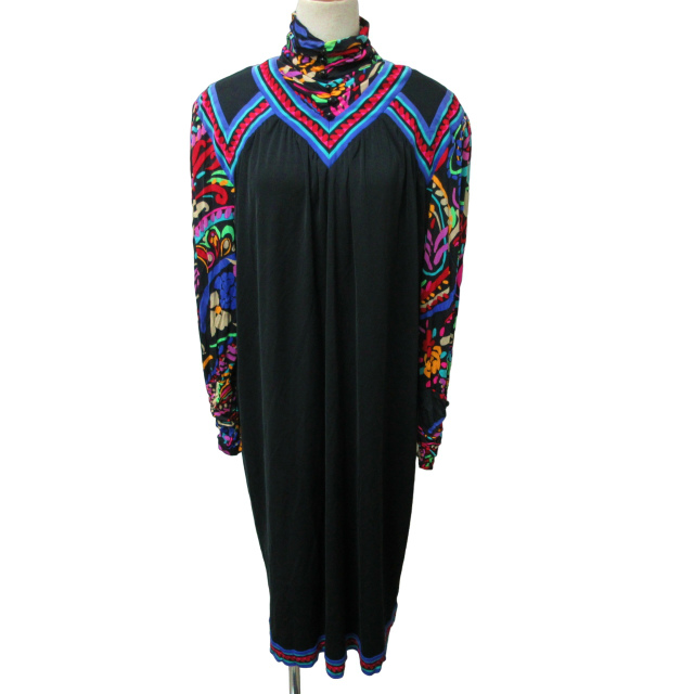 レオナール LEONARD ヴィンテージ 花柄ワンピース ドレス シルク  