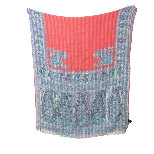 エトロ ETRO 美品 ストール スカーフ シルク カシミヤ混 フリンジ  