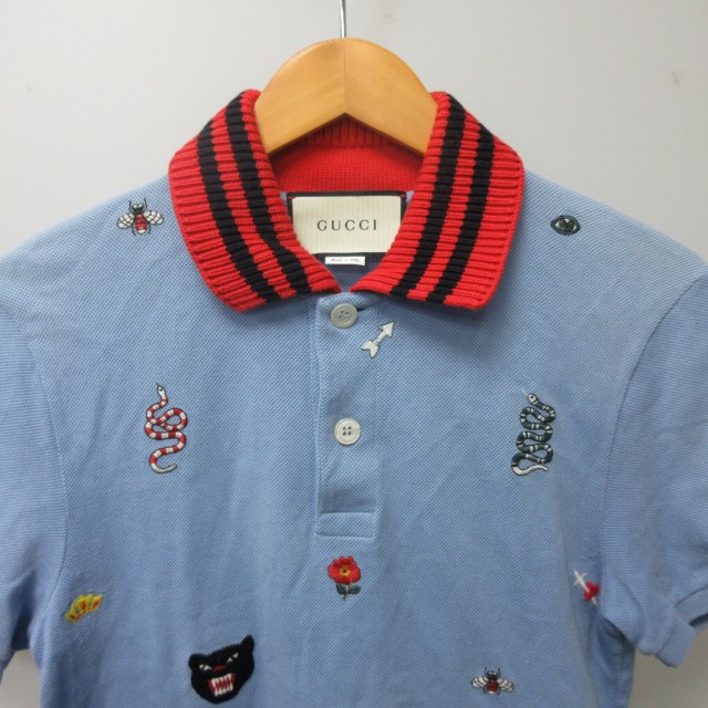 グッチ GUCCI 18SS エンブロイダリー ポロシャツ カットソー 総柄刺繍 