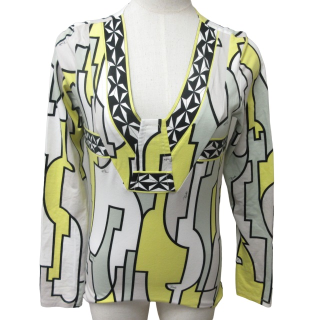 エミリオプッチ EMILIO PUCCI Tシャツ カットソー Vネック 総柄 