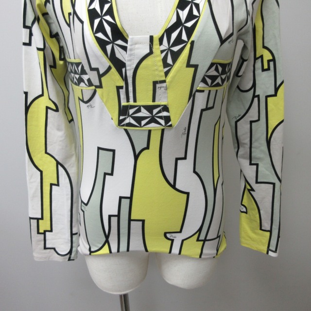 エミリオプッチ EMILIO PUCCI Tシャツ カットソー Vネック 総柄 