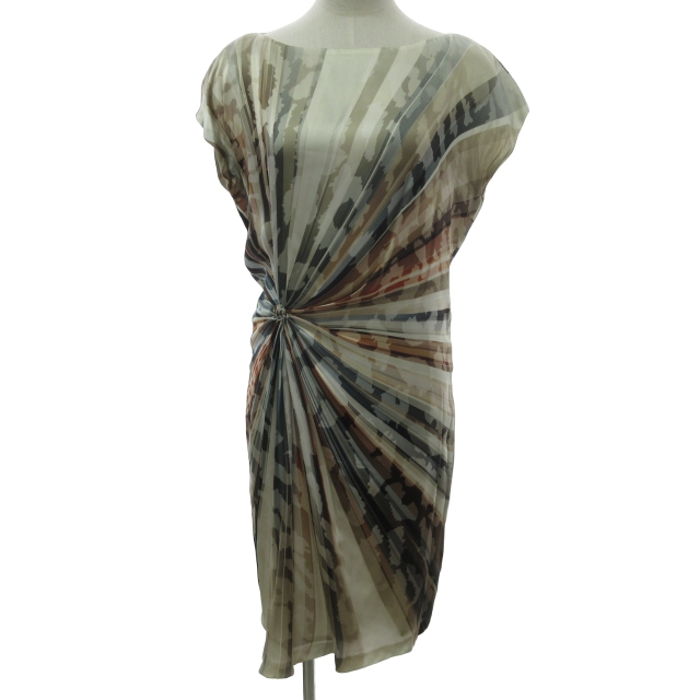 エスカーダ ESCADA 美品 総柄ノースリーブシルクロングワンピース  