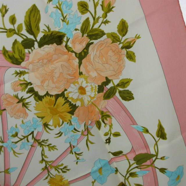 エルメス HERMES 美品 ROMANTIQUE カレ90 スカーフ ストール 花柄 