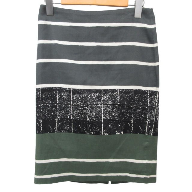 マックスマーラ MAX MARA 白タグ 美品 ボーダースカート ロング シルク 