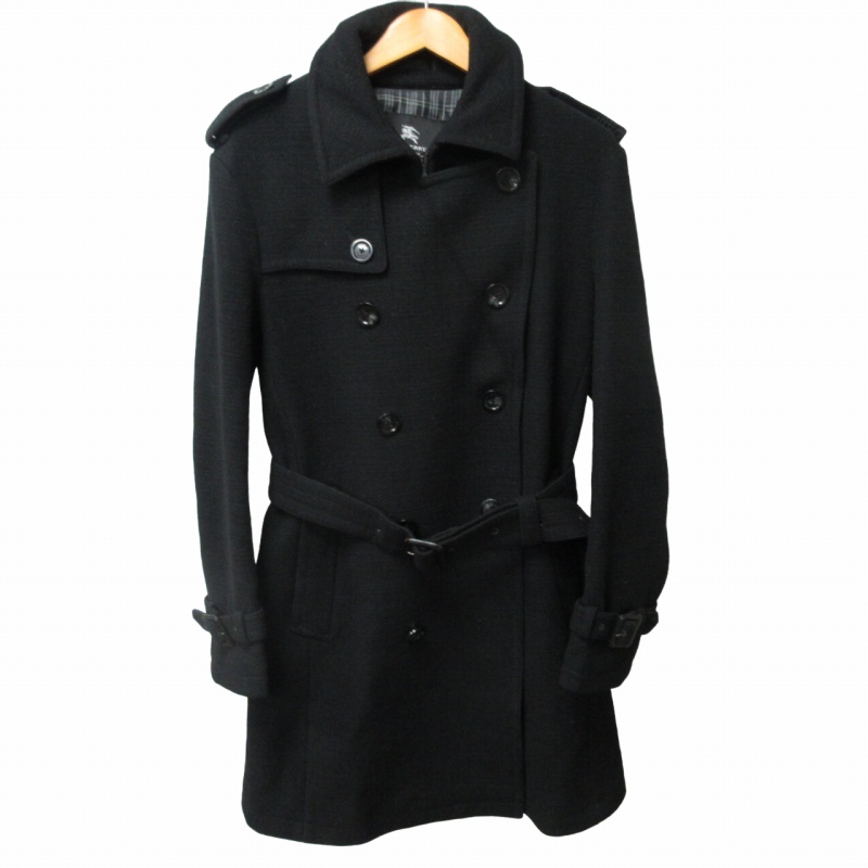 バーバリー ねじれる トレンチコート ブラック 総ノバチェック 