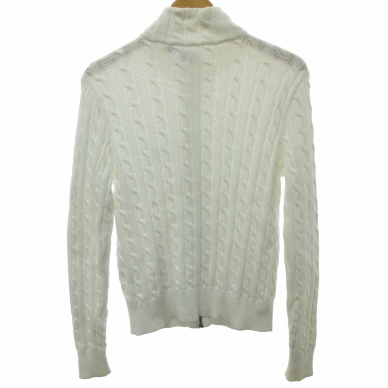 ラルフローレン スポーツ ケーブル ニット ジップアップ　ホース 刺繍 ロゴ 白 ラルフローレン スポーツ ケーブル ニット ジップアップ ホース 刺繍