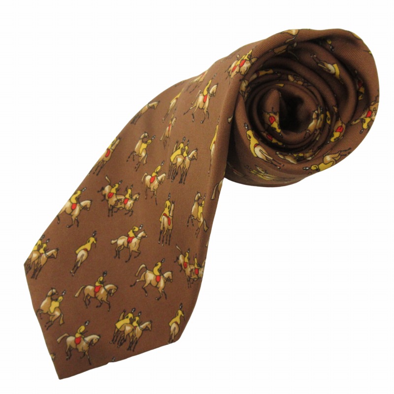 HERMES ブラウン シルク ネクタイ ブラウン（茶色）系 HERMES(エルメス) ネクタイ(メンズ) - 海外通販のBUYMA