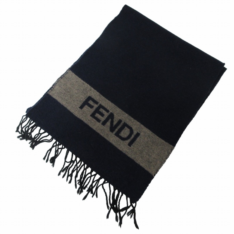 フェンディ FENDI ウールマフラー ストール ショール ロゴ イタリア製
