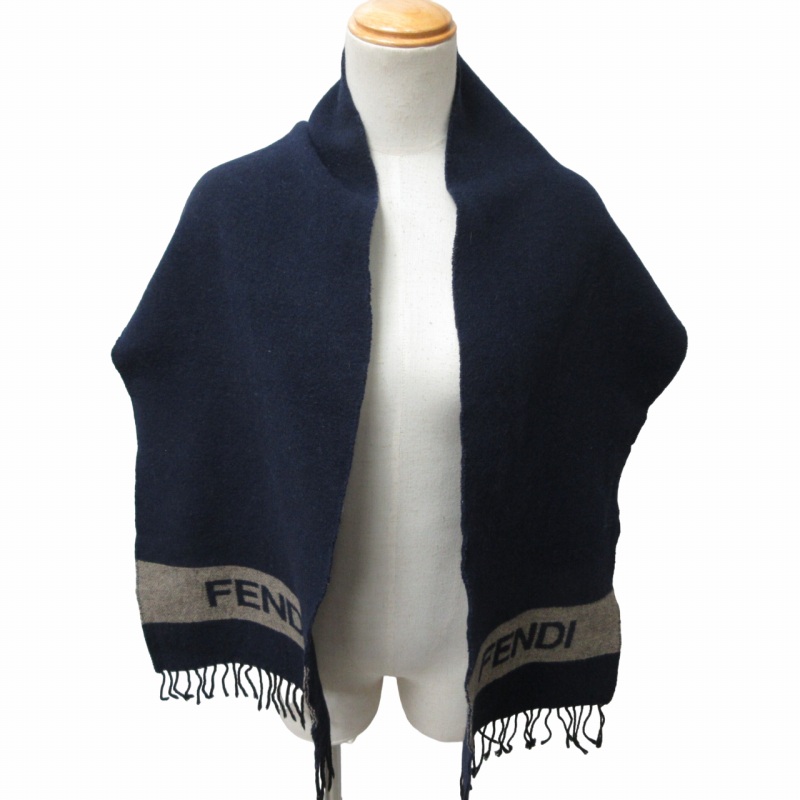 フェンディ FENDI ロゴ ウール マフラー ショール フェンディ FENDI ウールマフラー ストール ショール ロゴ イタリア製