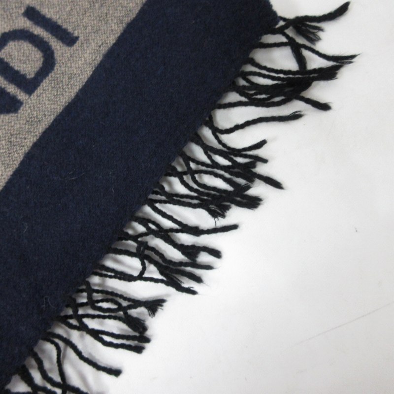 フェンディ FENDI ウールマフラー ストール ショール ロゴ イタリア製