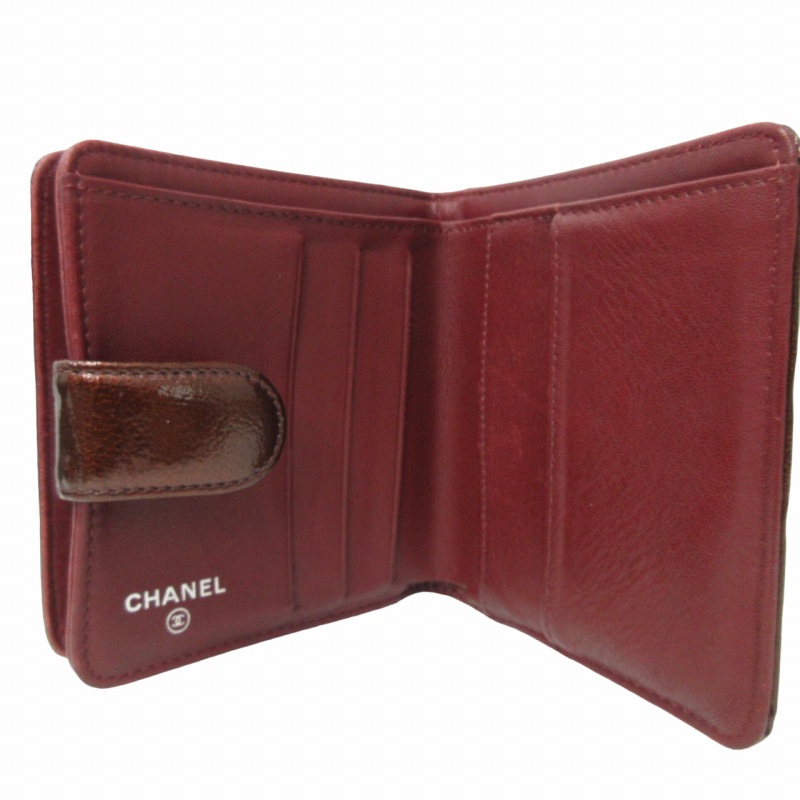 シャネル CHANEL パテント 二つ折り財布 ブラウン系 シャネル CHANEL パテント 二つ折り財布 ブラウン系