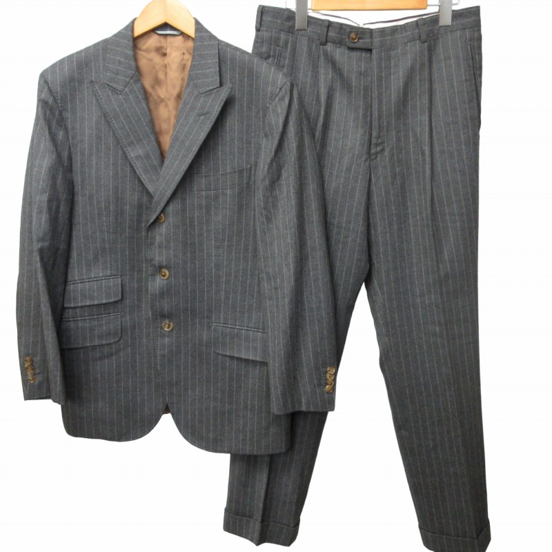 麻布テーラー グレーストライプスーツ 大きいサイズ】麻布テーラー